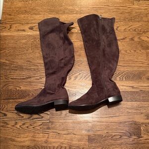 Anne Klein Over-the-Knee Suede Boots - Dark Brown